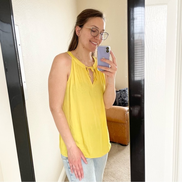 🎃CAbi Yellow French Dot Halter Neck Tank Top Medium - Picture 7 of 15